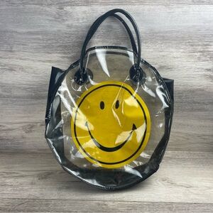 Vintage 60s 70s Smiley Face Bag Purse 14” X 12” Hippie Go Go Rare
